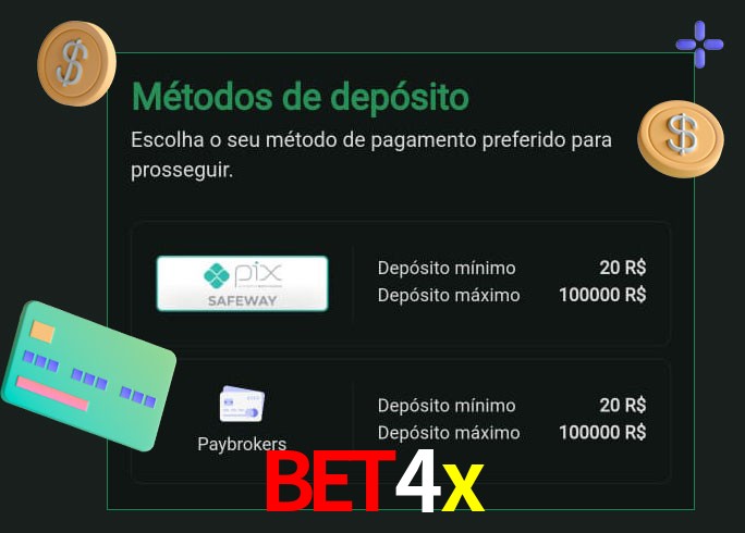 O cassino bet4x oferece uma grande variedade de métodos de pagamento